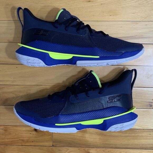 New Under Armour Men's Size 11 UA Curry 7 Royal Any Blue Grey Green Basketball - Picture 2 of 12